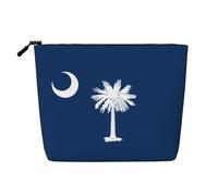 XZDLXJ Borsa per il trucco impermeabile con bandiera della Carolina del Sud, monostrato, effetto lino, con cerniera, per le tue esigenze quotidiane o di viaggio, nero, taglia unica, Nero , Taglia