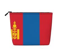 XZDLXJ Borsa per il trucco impermeabile con bandiera della Mongolia, effetto lino, monostrato, con cerniera, per le tue esigenze quotidiane o di viaggio, nero, taglia unica, Nero , Taglia unica