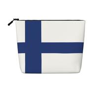 XZDLXJ Borsa per il trucco impermeabile con bandiera finlandese, effetto lino, monostrato, con cerniera, per le tue esigenze quotidiane o di viaggio, nero, taglia unica, Nero , Taglia unica