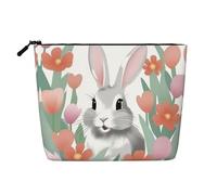 XZDLXJ Bunny Joy - Astuccio per trucco monostrato impermeabile, effetto lino, con cerniera, per le tue esigenze quotidiane o di viaggio, nero, taglia unica, Nero , Taglia unica
