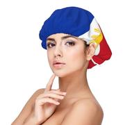 XZDLXJ Cuffia da notte in raso con bandiera delle Filippine, per adulti, protezione e comfort per capelli, nero, taglia unica