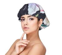 XZDLXJ Cuffia da notte in raso con farfalla bianca per adulti, protezione e comfort dei capelli, nero, taglia unica