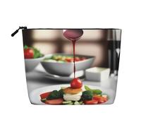 XZDLXJ Culinary Bliss - Astuccio per trucchi impermeabile effetto lino, monostrato, con cerniera, per le tue esigenze quotidiane o di viaggio, nero, taglia unica, Nero , Taglia unica