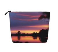 XZDLXJ Evening Glow - Astuccio per trucco impermeabile effetto lino, monostrato, con cerniera, per le tue esigenze quotidiane o di viaggio, nero, taglia unica, Nero , Taglia unica