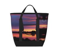 XZDLXJ Evening Glow - Borsa termica a tracolla e tote bag per cibi caldi e freddi, grande capacità, nero, taglia unica, Nero , Taglia unica