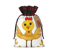 XZDLXJ Gallo nel sacchetto quadrato di iuta con coulisse con tessuto scozzese e etichetta in carta kraft, Nero , M