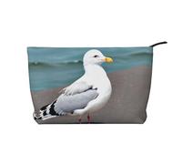 XZDLXJ Graziosa borsa cosmetica in velluto a coste con gabbiano, adatta per viaggi e uso quotidiano, fodera robusta, garantisce la longevità, nero, taglia unica, Nero , Taglia unica