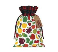XZDLXJ Happy Living - Borsa in iuta con coulisse, in tessuto scozzese e etichetta in carta kraft, Nero , M