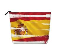 XZDLXJ Pochette impermeabile con bandiera della Spagna, effetto lino, monostrato, con cerniera, per le tue esigenze quotidiane o di viaggio, nero, taglia unica, Nero , Taglia unica