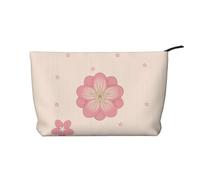 XZDLXJ Pochette per cosmetici in velluto a coste con piccoli fiori di ciliegio rosa, adatta per viaggi e uso quotidiano, fodera robusta, garantisce la longevità, nero, taglia unica, Nero , Taglia