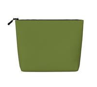 XZDLXJ Pochette per trucco monostrato impermeabile effetto lino verde scuro tinta unita con cerniera per le tue esigenze quotidiane o di viaggio, nero, taglia unica, Nero , Taglia unica