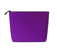 XZDLXJ Pochette per trucco monostrato resistente all'acqua in tinta unita viola scuro con cerniera per le tue esigenze quotidiane o di viaggio, nero, taglia unica, Nero , Taglia unica