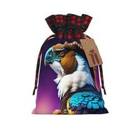 XZDLXJ Punk ritratto ram teschio. Borsa in iuta con coulisse con tessuto scozzese e etichetta in carta kraft, Nero , M