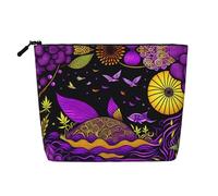 XZDLXJ Purple Sky - Astuccio per trucco monostrato impermeabile, effetto lino, con cerniera, per le tue esigenze quotidiane o di viaggio, nero, taglia unica, Nero , Taglia unica