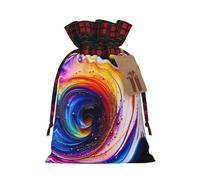 XZDLXJ Scribble art to the pap - Borsa in iuta con coulisse in tessuto scozzese e etichetta in carta kraft, Nero , M
