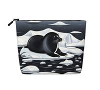 XZDLXJ Seals on ice - Trousse impermeabile effetto lino, monostrato, con cerniera, per le tue esigenze quotidiane o di viaggio, nero, taglia unica, Nero , Taglia unica