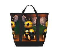 XZDLXJ Sitting Bee - Borsa termica grande capacità per cibo caldo e freddo, taglia unica, colore: nero, Nero , Taglia unica