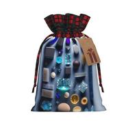 XZDLXJ Smart Crystal Art - Borsa in iuta con cordoncino, in tessuto scozzese e etichetta in carta kraft, Nero , M