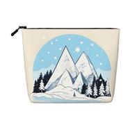 XZDLXJ Snow-capped Mountains, astuccio per trucco impermeabile effetto lino, monostrato, con cerniera, per le tue esigenze quotidiane o di viaggio, nero, taglia unica, Nero , Taglia unica