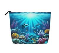 XZDLXJ Submarine Coral Rays - Astuccio per trucco monostrato impermeabile, effetto lino, con cerniera, per le tue esigenze quotidiane o di viaggio, nero, taglia unica, Nero , Taglia unica