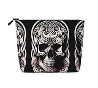 XZDLXJ Teschio con decorazioni impermeabile effetto lino borsa trucco monostrato con cerniera per le vostre esigenze quotidiane o di viaggio, nero, taglia unica, Nero , Taglia unica