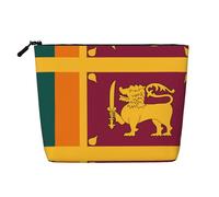 XZDLXJ Trousse per trucco impermeabile effetto lino con bandiera dello Sri Lanka con cerniera per le tue esigenze quotidiane o di viaggio, nero, taglia unica, Nero , Taglia unica