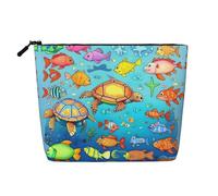 XZDLXJ Turtle and Fish - Astuccio per trucchi impermeabile, effetto lino, monostrato, con cerniera, per le tue esigenze quotidiane o di viaggio, nero, taglia unica, Nero , Taglia unica