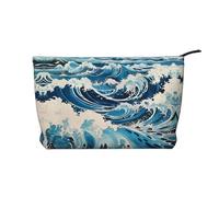 XZDLXJ Ukiyo-e style Waves, trousse per cosmetici in velluto a coste, adatta per viaggi e uso quotidiano, fodera robusta, garantisce la longevità, nero, taglia unica, Nero , Taglia unica