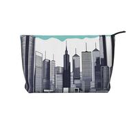 XZDLXJ Una borsa cosmetica in velluto a coste Cityscape, adatta per viaggi e uso quotidiano, fodera robusta, garantisce la longevità, nero, taglia unica, Nero , Taglia unica