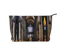 XZDLXJ Una borsa cosmetica in velluto a coste con cattedrali gotiche, adatta per viaggi e uso quotidiano, fodera robusta, garantisce la longevità, nero, taglia unica, Nero , Taglia unica