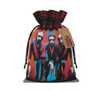 XZDLXJ Una borsa di iuta con coulisse Street Art con tessuto scozzese e etichetta in carta kraft, Nero , M
