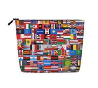 XZDLXJ Various flags - Astuccio per trucco monostrato impermeabile, effetto lino, con cerniera, per le tue esigenze quotidiane o di viaggio, nero, taglia unica, Nero , Taglia unica