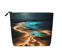 XZDLXJ View under the moon - Trousse impermeabile effetto lino, monostrato, con cerniera, per le tue esigenze quotidiane o di viaggio, nero, taglia unica, Nero , Taglia unica