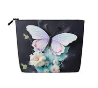 XZDLXJ White Butterfly, astuccio per trucco impermeabile effetto lino, monostrato, con cerniera, per le tue esigenze quotidiane o di viaggio, nero, taglia unica, Nero , Taglia unica