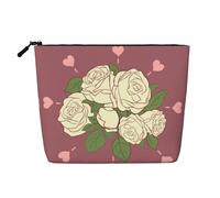 XZDLXJ White Rose of Love - Astuccio per trucco monostrato impermeabile, effetto lino, con cerniera, per le tue esigenze quotidiane o di viaggio, nero, taglia unica, Nero , Taglia unica