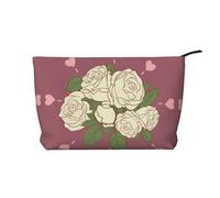 XZDLXJ White Rose of Love - Trousse per cosmetici in velluto a coste, adatta per viaggi e uso quotidiano, fodera robusta, garantisce la longevità, nero, taglia unica, Nero , Taglia unica