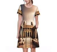 XZDLYY aAncient Wonders - Abito estivo da donna, a maniche corte, casual, slim fit, Nero, Small-4X-Large