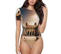 XZDLYY aAncient Wonders - Tutina da donna a maniche corte, vestibilità aderente e confortevole, nero, Small