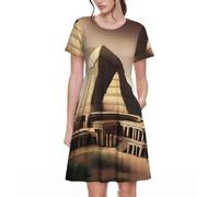 XZDLYY Ancient Wonders - Abito estivo da donna, a maniche corte, vestibilità aderente, stile casual, Nero, Small-4X-Large