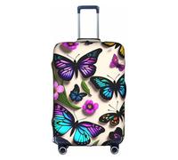 XZDLYY Custodia per valigia, con cerniera invisibile, motivo farfalle, viola, blu e giallo, per lavoro e viaggi, senza valigia, bianco, X-Large