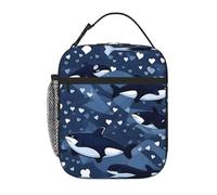 XZDZWK Blue Killer Whale - Borsa termica per il pranzo, con tasche laterali in rete e tasche multiple, adatta per l'ufficio e i viaggi