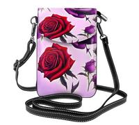 XZDZWK Borsa a tracolla leggera antifurto con rose rosse e viola, piccola resistente all'usura, portatile e pratica per viaggi e uso quotidiano
