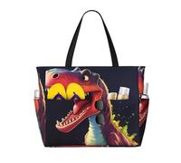 XZDZWK Borsa da viaggio con dinosauro dalla bocca grande, grande capacità, con tasche multiple, pieghevole, leggera, per palestra, spiaggia all'aperto e shopping