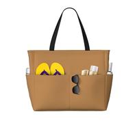 XZDZWK Borsa da viaggio da spiaggia di grande capacità in tinta unita marrone con tasche multiple pieghevole leggera per palestra all'aperto spiaggia e shopping
