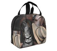XZDZWK Borsa portapranzo multifunzione con cappello da cowboy, con cappello nero, stile western, resistente e facile da trasportare, per lavoro, scuola, picnic e attività all'aperto