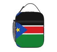 XZDZWK Borsa termica per il pranzo con bandiera del Sud Sudan, con tasche laterali in rete e tasche multiple, adatta per l'ufficio e i viaggi