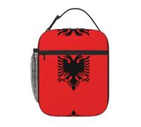 XZDZWK Borsa termica per il pranzo con bandiera dell'Albania, con tasche laterali in rete e tasche multiple, adatta per l'ufficio e i viaggi