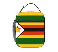 XZDZWK Borsa termica per il pranzo con bandiera dello Zimbabwe, con tasche laterali in rete e tasche multiple, adatta per l'ufficio e i viaggi