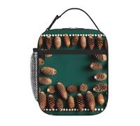 XZDZWK Borsa termica per il pranzo con bordo a forma di pigna, con tasche laterali in rete e tasche multiple, adatta per l'ufficio e i viaggi