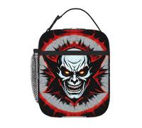 XZDZWK Borsa termica per il pranzo con fantasma malvagio rosso e nero, con tasche laterali in rete e tasche multiple, adatta per l'ufficio e i viaggi